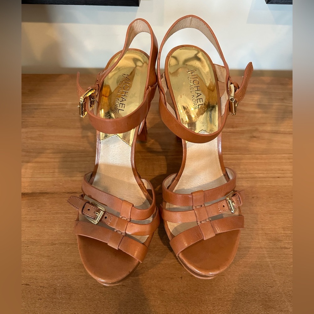 Micheal Kors Strapy Sandal Heels. Size 9, 3 inch heel.